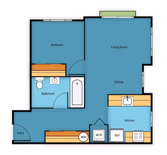 One Bedroom One Bath B_B213 floor plan